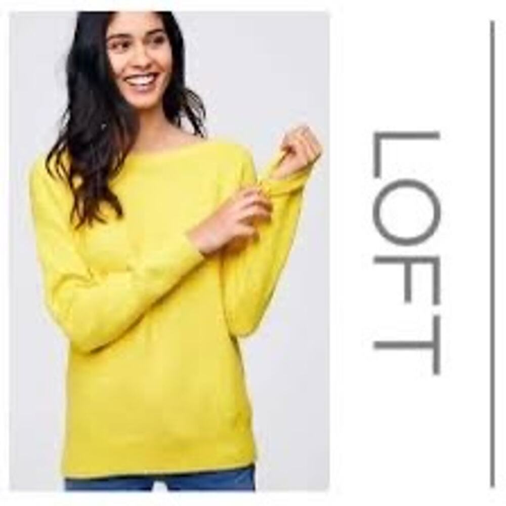LOFT Yellow Textured Boatneck Sweater size M
